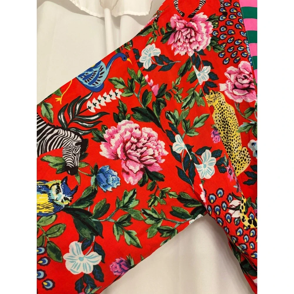 Room Service Medium Floral Animal Print Robe Womens Red